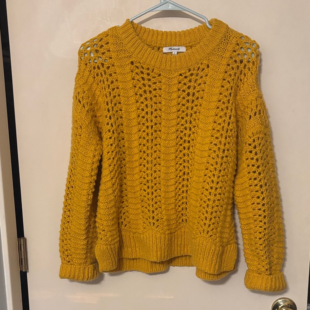 Madewell Mustard Open-Knit Sweater